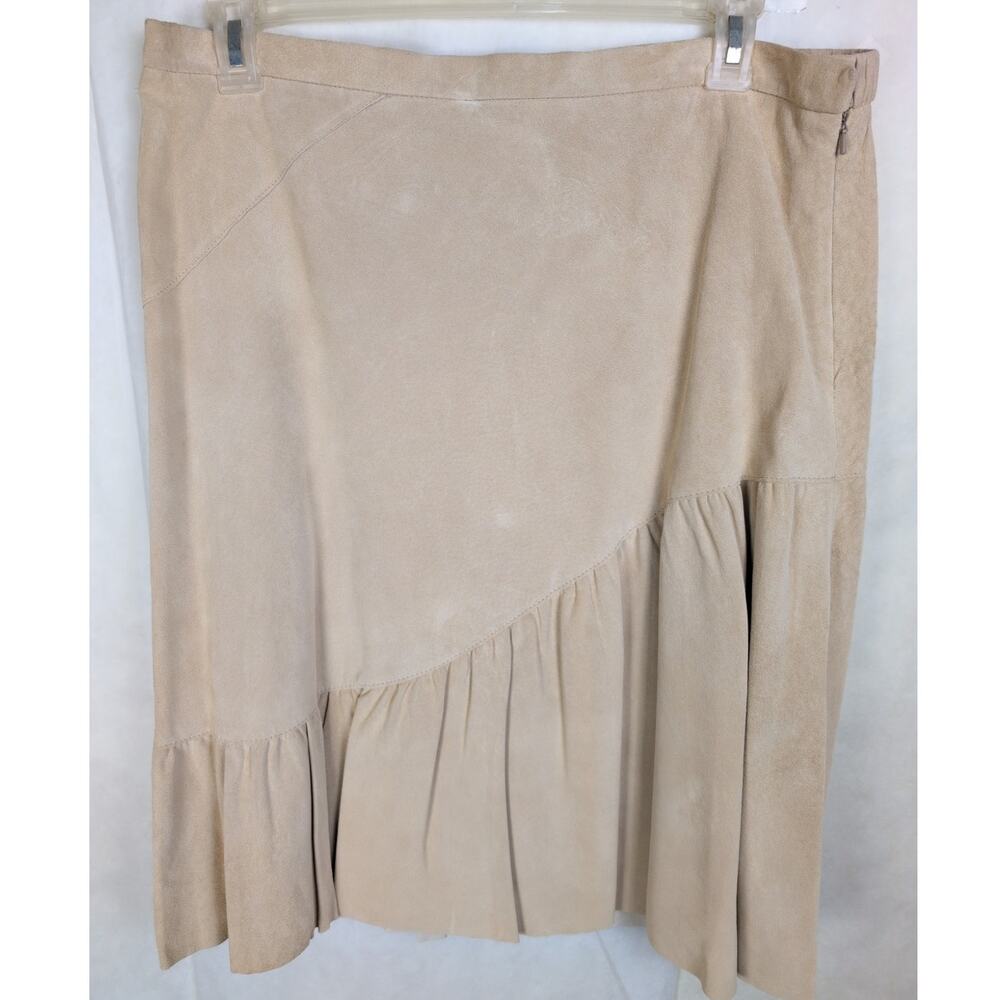 New Terry Lewis tan suede leather skirt Size 18 Boho Western Cowgirl Retro